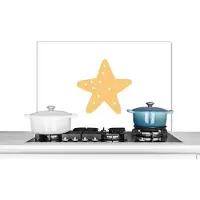 KitchenYeah Spatscherm keuken 80x55 cm - Kookplaat achterwand Ster - Meisjes - Jongens - Oranje - Stippen - Kinderen - Muurbeschermer - Spatwand fornuis - Hoogwaardig aluminium
