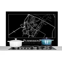 KitchenYeah Spatscherm keuken 120x80 cm - Kookplaat achterwand Plattegrond - Purmerend - Kaart - Stadskaart - Muurbeschermer - Spatwand fornuis - Hoogwaardig aluminium