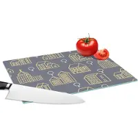KitchenYeah Glazen Snijplank - 28x20 - Patronen - Gebouwen - Goud - Snijplanken Glas