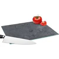KitchenYeah Glazen Snijplank - 28x20 - Grijs - Beton - Leisteen - Structuur - Retro - Snijplanken Glas