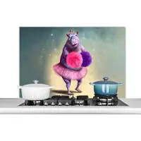 KitchenYeah Spatscherm keuken 100x65 cm - Kookplaat achterwand Nijlpaard - Bloemen - Ballerina - Pompons - Portret - Kids - Muurbeschermer - Spatwand fornuis - Hoogwaardig aluminium