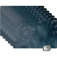 KitchenYeah Placemats - Retro - Beton print - Grijs - Blauw - Tafeldecoratie - Placemat - Onderlegger - 6 stuks - 45x30 cm