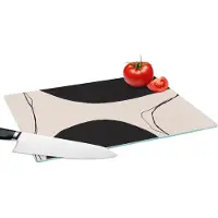 KitchenYeah Glazen Snijplank - 39x28 - Pastel - Zwart - Minimalisme - Snijplanken Glas