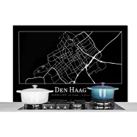 KitchenYeah Spatscherm keuken 120x80 cm - Kookplaat achterwand Plattegrond - Den Haag - Kaart - Stadskaart - Muurbeschermer - Spatwand fornuis - Hoogwaardig aluminium
