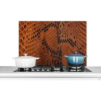 KitchenYeah Spatwand fornuis - Achterwand - Leer - Bruin - Patronen - Spatwand - 80x55 cm - Spatscherm