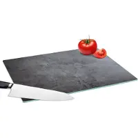KitchenYeah Glazen Snijplank - 39x28 - Industrieel - Beton - Grijs - Leisteen - Retro - Snijplanken Glas