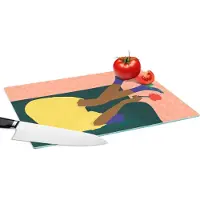 KitchenYeah Glazen Snijplank - 39x28 - Vrouw - Bloemen - Retro - Snijplanken Glas