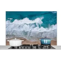 KitchenYeah Spatscherm keuken 120x80 cm - Kookplaat achterwand Strand - Zee - Water - Blauw - Muurbeschermer - Spatwand fornuis - Hoogwaardig aluminium