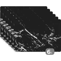 KitchenYeah - Placemats - Marmer look - Wit - Structuur - Onderleggers placemats - Onderlegger - 45x30 cm - 6 stuks