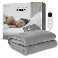Vonia Elektrische Deken - Elektrische Bovendeken - Warmtedeken 160 x 120 cm - 120 W - 6 Standen - Timer - 1 Persoons - Grijs