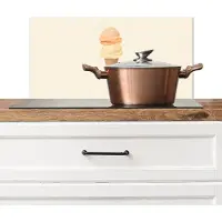 KitchenYeah Spatscherm keuken 60x30 cm - Kookplaat achterwand Minimalistisch - Schepijs - Hoorntje - Beige - Muurbeschermer - Spatwand fornuis - Hoogwaardig aluminium