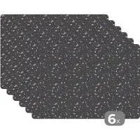 KitchenYeah Placemat - Placemats kunststof - Terazzo - Patroon - Structuur - 45x30 cm - 6 stuks - Hittebestendig - Anti-Slip - Onderlegger - Afneembaar