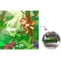 KitchenYeah Tafelkleed - Tafellaken - 100x100 cm - Aap - Jungle - Jongens - Meisjes - Bloemen - Kids - Binnen en Buiten