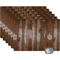 KitchenYeah Placemat - Placemats - Plank - Hout - Structuur - Wood - Schutting - Inductiebechermer - 45x30 cm - 6 stuks