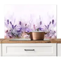 KitchenYeah Spatscherm keuken 100x65 cm - Kookplaat achterwand Lavendel - Bloemen - Paars - Natuur - Muurbeschermer - Spatwand fornuis - Hoogwaardig aluminium