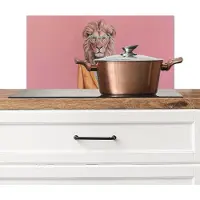 KitchenYeah Spatscherm keuken 60x30 cm - Kookplaat achterwand Leeuw - Pak - Geruit - Bril - Muurbeschermer - Spatwand fornuis - Hoogwaardig aluminium