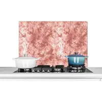 KitchenYeah Spatscherm - Roze - Marmer print look - Glitter - Luxe - Design - Achterwand - 90x60 cm - Muurbeschermer