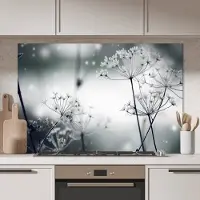 KitchenYeah Spatscherm keuken 120x80 cm - Kookplaat achterwand natuur - Bloemen zwart wit - Muurbeschermer hittebestendig - Spatwand fornuis - Hoogwaardig aluminium - Aanrecht bescherming