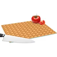 KitchenYeah Glazen Snijplank - 28x20 - Wafel - Bruin - Structuur - Design - Snijplanken Glas