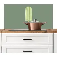 KitchenYeah Spatscherm keuken 100x50 cm - Kookplaat achterwand Groen - Waterijsje - Stokje - Illustratie - Muurbeschermer - Spatwand fornuis - Hoogwaardig aluminium