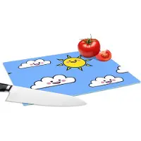 KitchenYeah Glazen Snijplank - 28x20 - Kawaii - Patronen - Zon - Kinderen - Snijplanken Glas