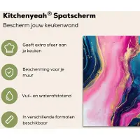 KitchenYeah Spatscherm keuken 100x65 cm - Kookplaat achterwand Marmer - Modern - Goud - Muurbeschermer - Spatwand fornuis - Hoogwaardig aluminium