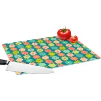 KitchenYeah Glazen Snijplank - 39x28 - Patroon - Bloemen - Retro - Jaren 70 - Snijplanken Glas