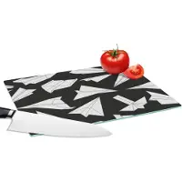 KitchenYeah Glazen Snijplank - 28x20 - Design - Papier - Vliegtuig - Snijplanken Glas
