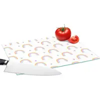 KitchenYeah Glazen Snijplank - 28x20 - Regenboog - Vlinder - Baby - Snijplanken Glas