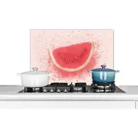 KitchenYeah Spatscherm keuken 70x50 cm - Kookplaat achterwand Watermeloen - Fruit - Pastel - Zomer - Muurbeschermer - Spatwand fornuis - Hoogwaardig aluminium