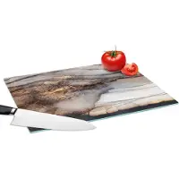KitchenYeah Glazen Snijplank - 39x28 - Storm - Goud - Abstract - Snijplanken Glas