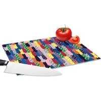 KitchenYeah Glazen Snijplank - 28x20 - Stropdas - Regenboog - Patronen - Snijplanken Glas