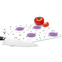 KitchenYeah Glazen Snijplank - 28x20 - Space - Planeten - Sterren - Ruimtevaart - Patroon - Snijplanken Glas
