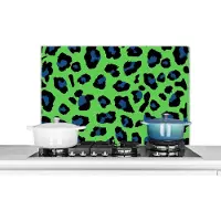 KitchenYeah Spatscherm keuken - Neon - Groen - Panter - Blauw - Dieren - Achterwand keuken - 80x55 cm - Spatscherm