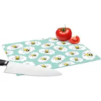 KitchenYeah Glazen Snijplank - 28x20 - Bij - Insecten - Patroon - Groen - Snijplanken Glas