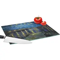 KitchenYeah Glazen Snijplank - 39x28 - Van Gogh - Brug - Oude meesters - Snijplanken Glas