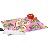 KitchenYeah Glazen Snijplank - 39x28 - Skyline - Patronen - Roze - Snijplanken Glas