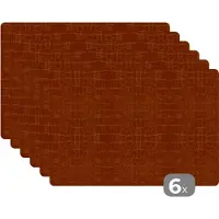 KitchenYeah Placemats - Leer - Oranje - Keuken decoratie - Keuken Placemat - 45x30 cm - 6 stuks - Tafelonderzetter