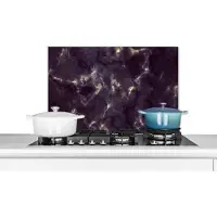 KitchenYeah Spatscherm keuken 70x50 cm - Kookplaat achterwand Goud - Edelstenen - Agaat steen - Geode - Muurbeschermer - Spatwand fornuis - Hoogwaardig aluminium