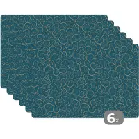 KitchenYeah Placemat - Placemats kunststof - Patroon - Golven - Spiraal - 45x30 cm - 6 stuks - Hittebestendig - Anti-Slip - Onderlegger - Afneembaar
