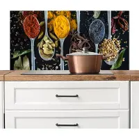 KitchenYeah Spatscherm keuken 100x50 cm - Kookplaat achterwand Lepel - Specerijen - Kruiden - Eten - Tafel - Muurbeschermer - Spatwand fornuis - Hoogwaardig aluminium