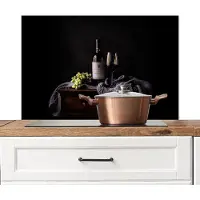 KitchenYeah Spatscherm keuken 90x60 cm - Kookplaat achterwand Druiven - Wijn - Rood - Tafel - Muurbeschermer - Spatwand fornuis - Hoogwaardig aluminium