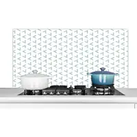 KitchenYeah Spatscherm - Spatwand - Patronen - Driehoek - Design - Groen - Wit - Keuken - Spatwand - 120x60 cm