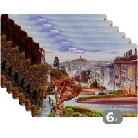 KitchenYeah Placemats - San Francisco - Park - Bomen - Stad - Skyline - Licht - Placemat - Onderlegger - Onderleggers placemats - 45x30 cm - 6 stuks