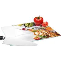 KitchenYeah Glazen Snijplank - 28x20 - Groente - Vlees - Keuken - Kruiden - Snijplanken Glas - Keuken decoratie aanrecht