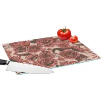 KitchenYeah Glazen Snijplank - 39x28 - Roos - Patroon - Bloemen - Snijplanken Glas