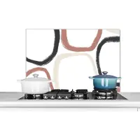 KitchenYeah Spatscherm keuken 80x55 cm - Kookplaat achterwand Minimalisme - Geometrische vormen - Pastel - Patronen - Muurbeschermer - Spatwand fornuis - Hoogwaardig aluminium