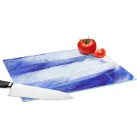 KitchenYeah Glazen Snijplank - 39x28 - Verf - Design - Blauw - Snijplanken Glas