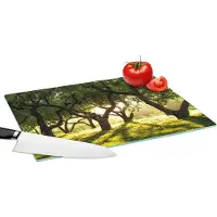 KitchenYeah Glazen Snijplank - 39x28 - Bomen - Natuur - Zon - Snijplanken Glas