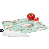 KitchenYeah Glazen Snijplank - 28x20 - Vintage - Luchtballon - Kinderen - Patronen - Snijplanken Glas